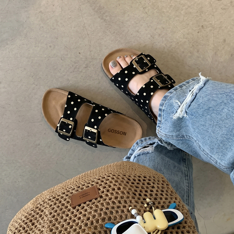 Gosen Custom Slip-On Slipper Sandals Open-Toe Polka Dot Birkenstock-Style Shoes for Women 2026 New Thick-Soled Sandals Beach Slippers Gosen Custom Slip-On Slipper Sandals Open-Toe Polka Dot Birkenstock-Style Shoes for Women 2026 New Thick-Soled Sandals Beach Slippers