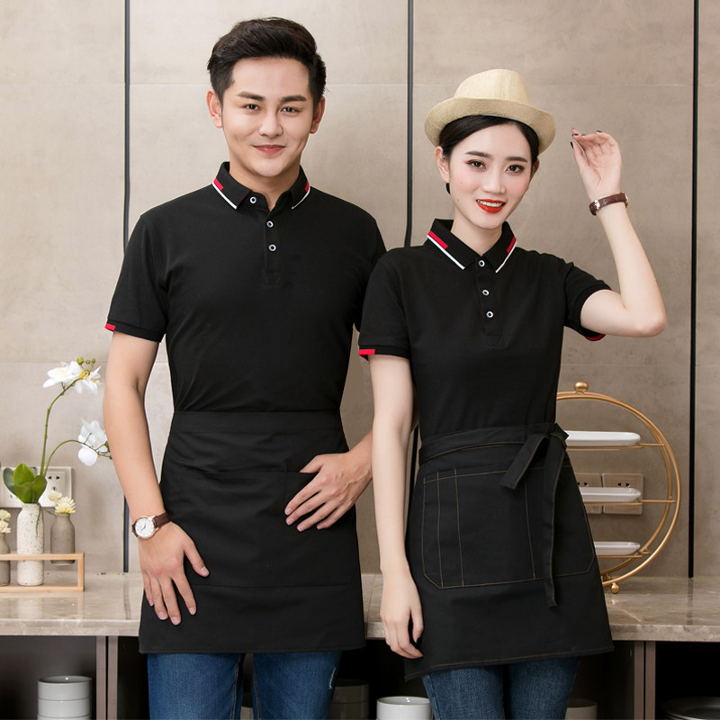 Catering chef overalls mens short-sleeved summer thin breathable fast food restaurant waiter T-shirt frock custom logo