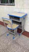Double-bucket drawer student desks and chairs single double-decker can lift training class school high school student desks factory direct sales
