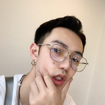 Japanese retro pilot glasses frame mens students double beam square anti-blue light with myopia glasses frame female round face