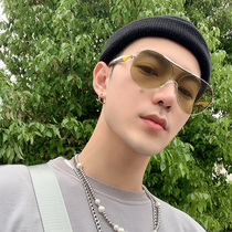 Korean version of one-piece big face pilot sunglasses personality male toad mirror female big frame couple sunglasses conjoined