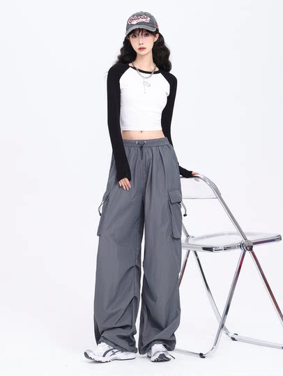 2025秋冬新款工装裤黑色伞兵宽松小个子登山运动爵士舞休闲裤男女