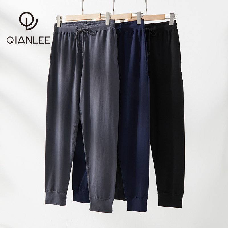 Organic Cotton Sleeping Pants Men's Pants Pure Cotton Spring Autumn Summer Thin style Home Pants Air Conditioning Pants outside wearing sports bunches pants