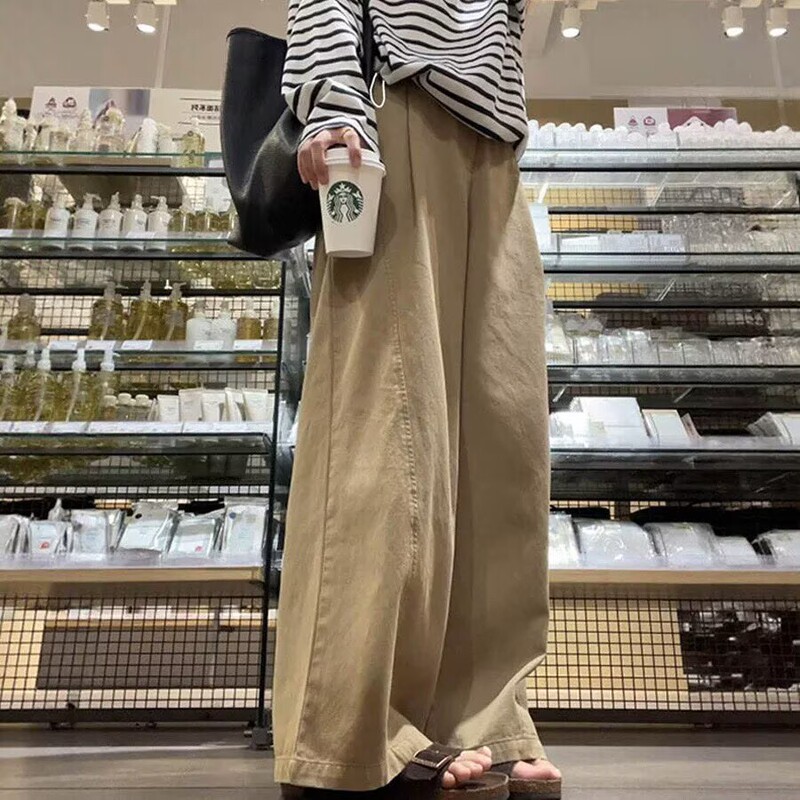 Maternity Pants That Don'T Tighten the Belly, Khaki Wide-Leg Pants, New Autumn Cargo Pants, Loose Slimming Straight-Leg Floor-Length Pants Maternity Pants That Don'T Tighten the Belly, Khaki Wide-Leg Pants, New Autumn Cargo Pants, Loose Slimming Straight-Leg Floor-Length Pants