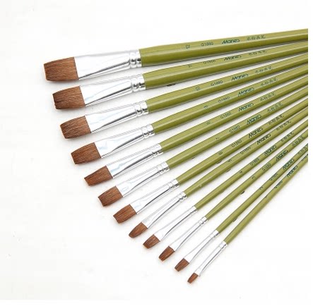 A complete set of Mali G1860 wolfbrush gouache paint brush, flat head wolfbrush oil brush, acrylic brush