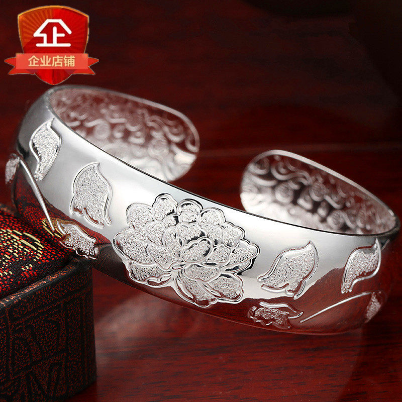 999 pure silver bracelet woman one thousand foot silver ornament opening bracelet birthday present to girlfriend wife mom and grandma