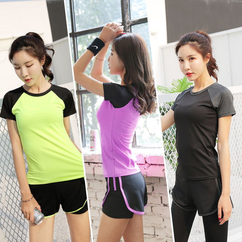 Sports T-shirt long sleeve tops women's spring and summer style net red fitness slim training running short sleeves quick dry yoga suit