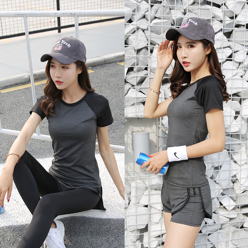 Summer professional sports short-sleeved T-shirt women's slim running yoga suit Quick-drying top breathable training suit fitness suit