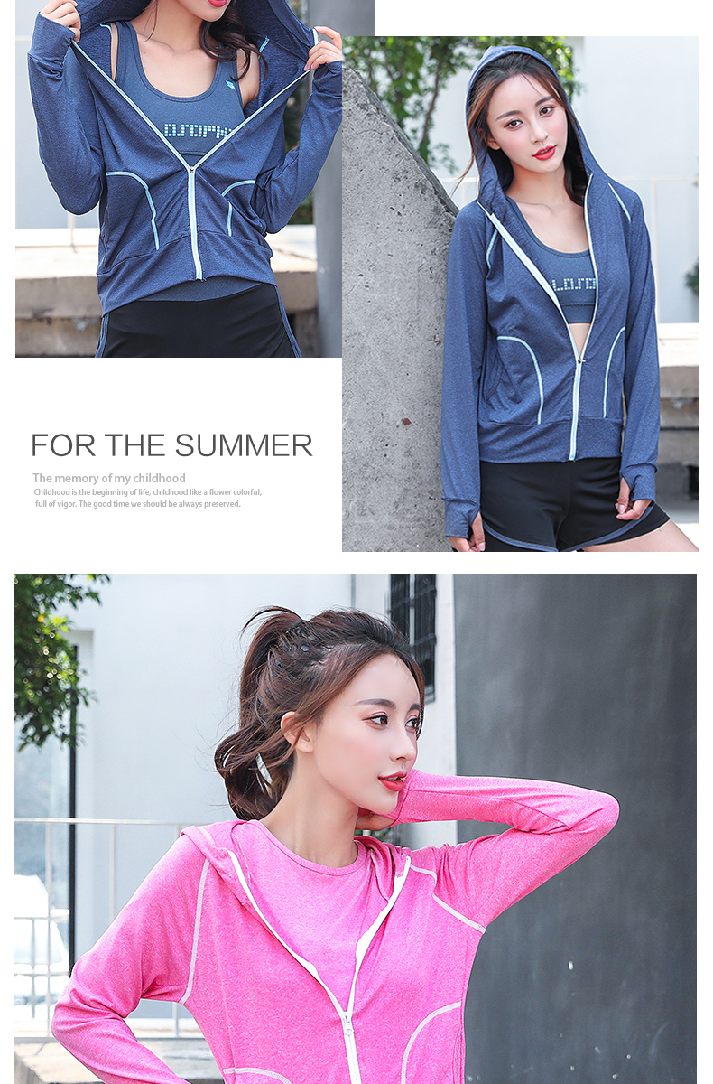 Mùa xuân và mùa hè mới ngoài trời thể thao dài tay hoodies quần áo thể dục áo len chạy quần áo yoga dây kéo áo khoác nhảy thảm yoga giá rẻ