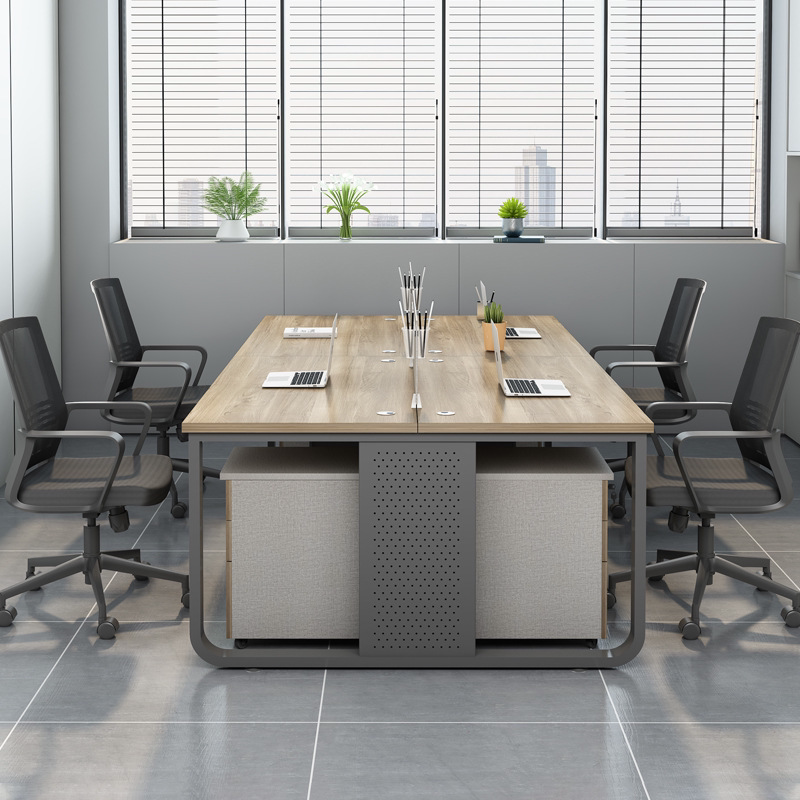 Staff office desk and chair combination financial screen deck 46 pairs of four-person steel frame workstation computer desk office furniture