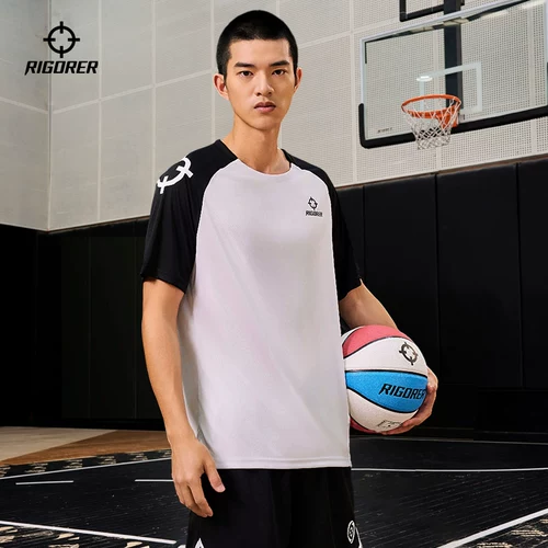 Быстросохнущая спортивная форма, мужская дышащая футболка с коротким рукавом для тренировок, круглый воротник, для бега