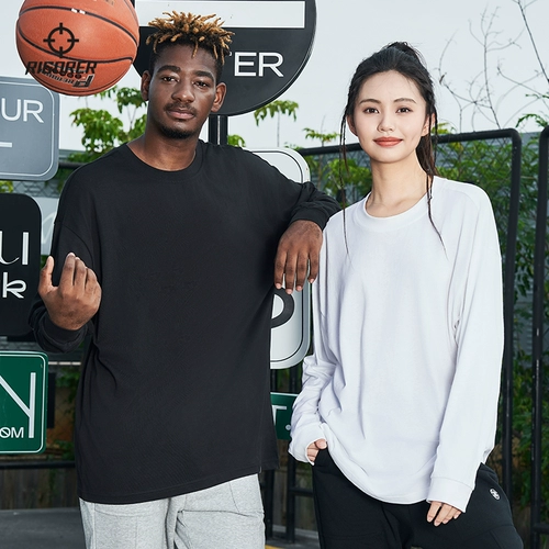 Баскетбольный базовый приятный телу демисезонный спортивный однотонный лонгслив для отдыха, в американском стиле