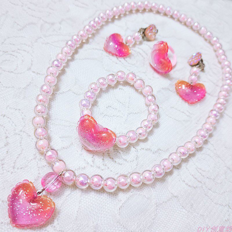 Children's girls neckchain bracelet suit girlgirl girl girl girl's neck chain ear chain jewelry accessories gift