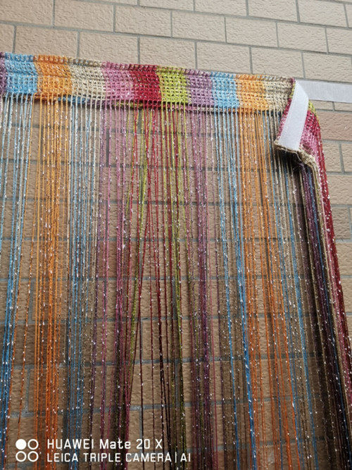 Hole-free finished encrypted color tassel curtain Self-adhesive Velcro silver thread curtain Decorative partition window curtain