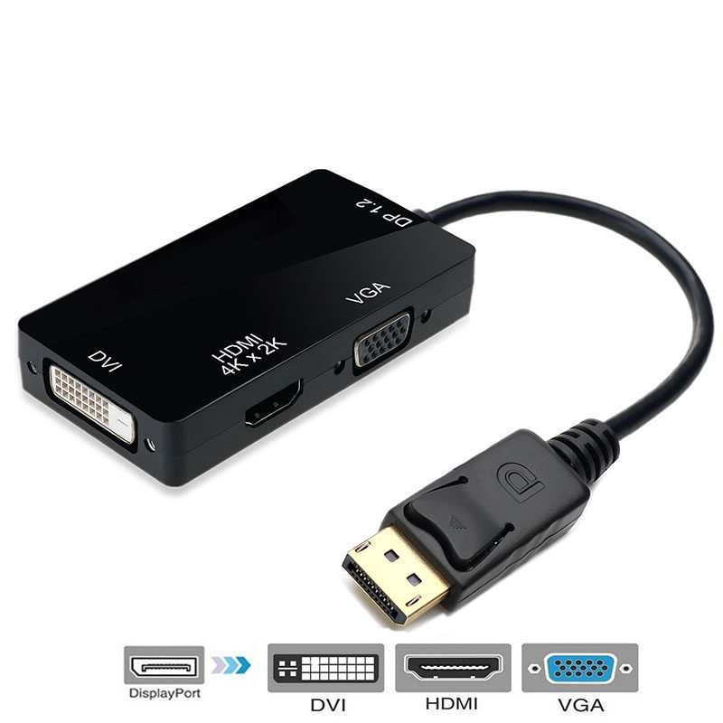 DisplayPort to HDMI DVI VGA rectangular three-in-one converter DP interface computer adapter cable