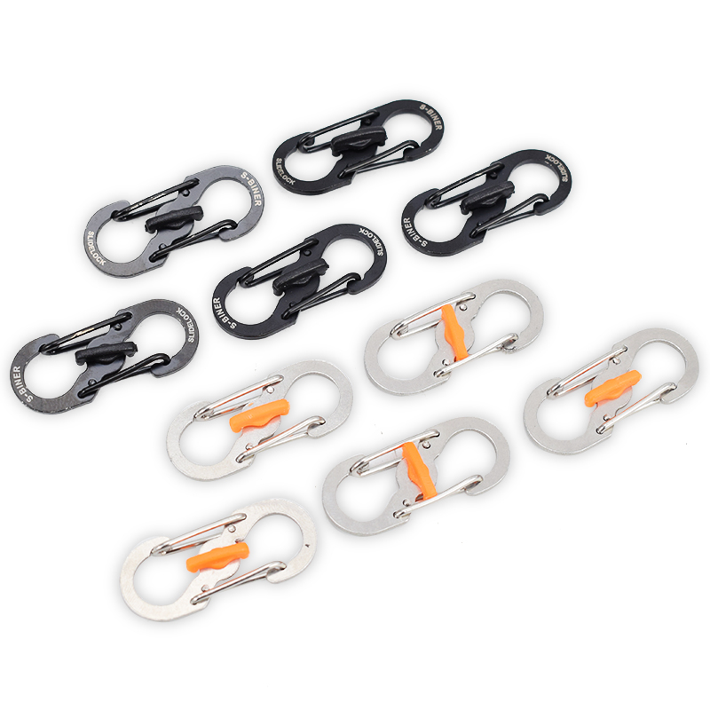 Outdoor carabiner 8 word buckle with lock Stainless steel quick hanging buckle Kettle buckle Backpack buckle Small anti-theft S buckle keychain