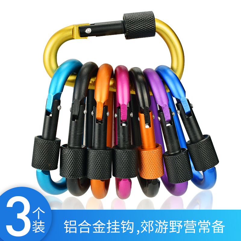 Outdoor safety buckle mountaineering buckle quick hanging buckle rope hook spring catch aluminium alloy key D type climbing buckle