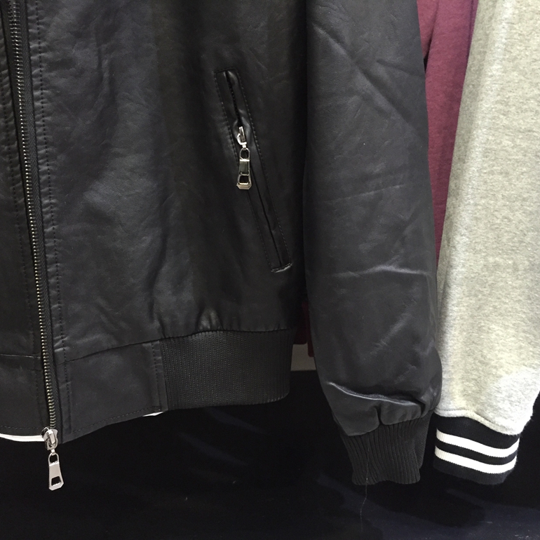 Áo khoác nam jj bóng chày cổ áo da nam giản dị mùa xuân và áo khoác da mùa thu giả da áo khoác hoodie nam