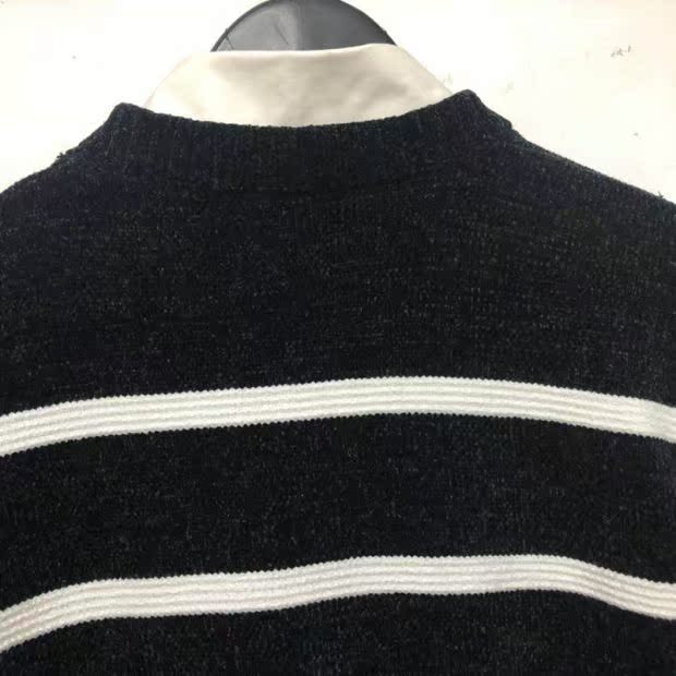 Klaus Kobec cashmere pha trộn áo len sọc len cổ tròn nam được trang bị áo len nam áo len áo thun tay dài nam
