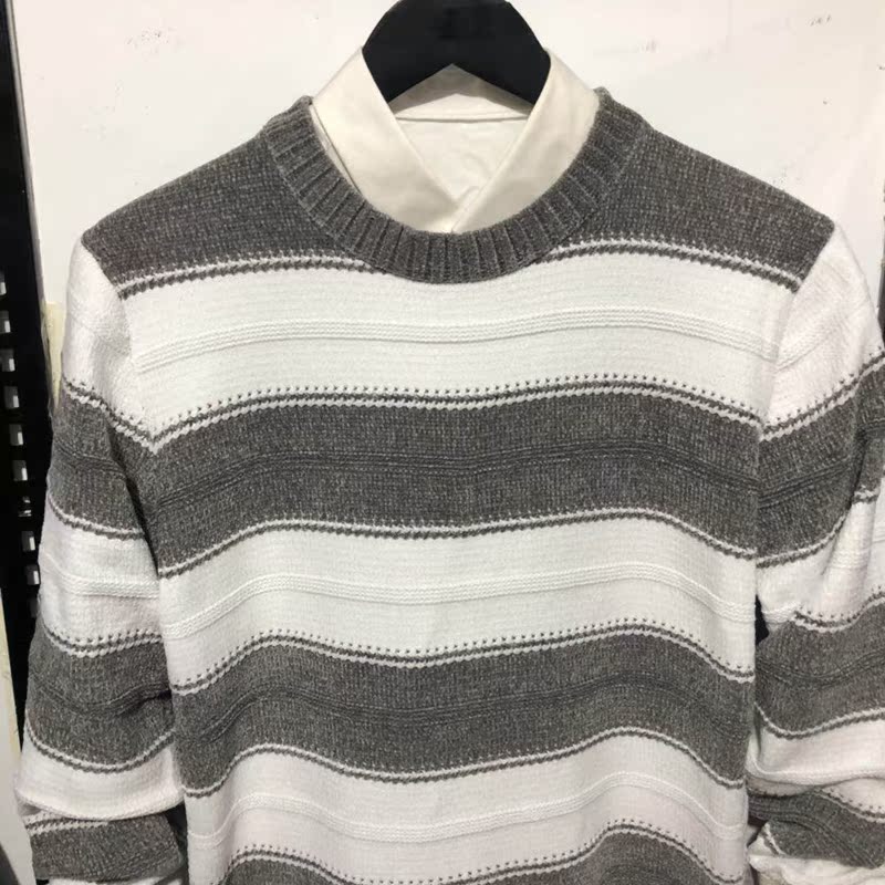 KlausKobecjj sọc cashmere len áo len nam cổ tròn phù hợp với áo len nam áo len quần áo mùa đông nam giới