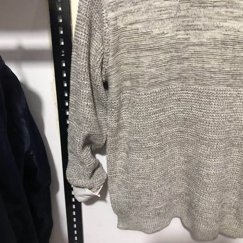 KlausKobecjj màu xám cashmere pha trộn áo len nam cổ tròn phù hợp với áo len nam áo len áo khoác sơ mi nam