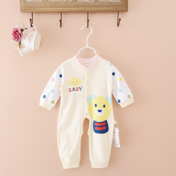 Mùa xuân và mùa thu cotton mỏng bé Xiêm quần áo mở tập tin nam giới và phụ nữ bé dài tay romper sơ sinh Xiêm quần áo áo khoác