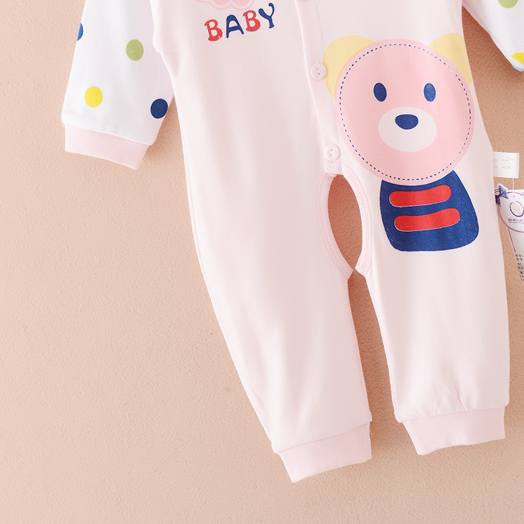 Mùa xuân và mùa thu cotton mỏng bé Xiêm quần áo mở tập tin nam giới và phụ nữ bé dài tay romper sơ sinh Xiêm quần áo áo khoác