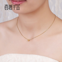 One fight Gold simple gold foot gold bead necklace pendant gold jewelry women 3D hard gold necklace