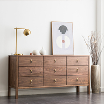 Nordic Chinese black Walnut solid wood nine-drawer cabinet drawer locker Light luxury storage side cabinet Bedroom cabinet furniture