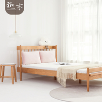 Fun wood childrens bed Nordic simple style Cherry wood single bed 1 2 meters 1 5 meters full solid wood for boys and girls
