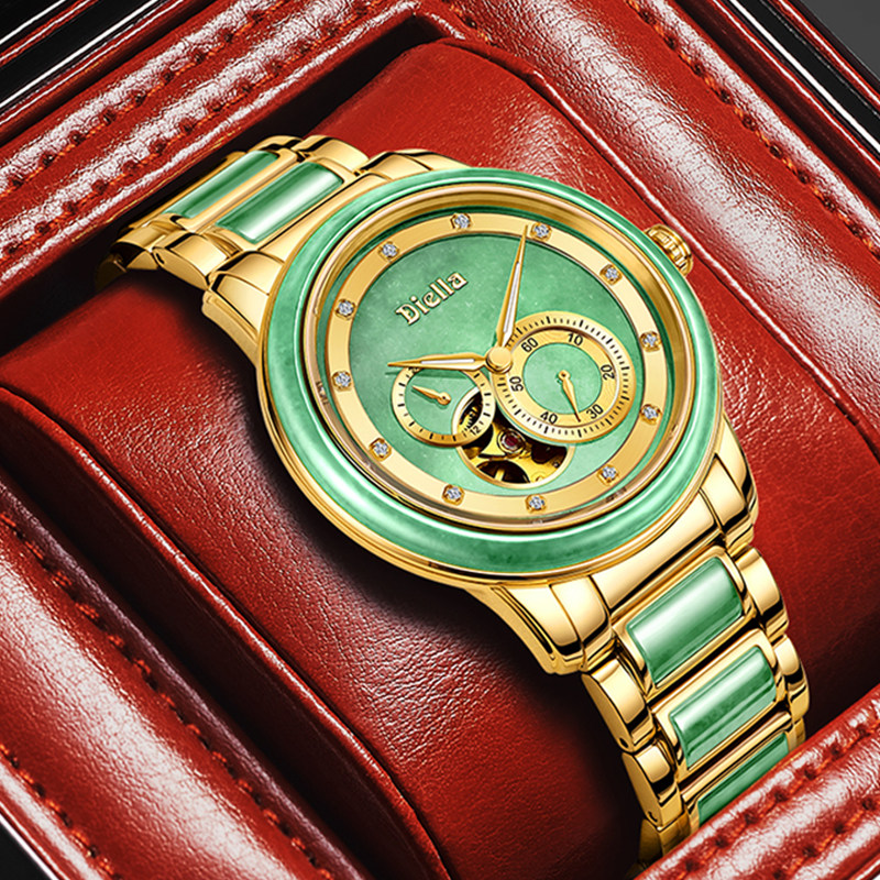Aidiya new watch mechanical watch men's automatic hollowed jade jade gold watch men's waterproof luminous watch