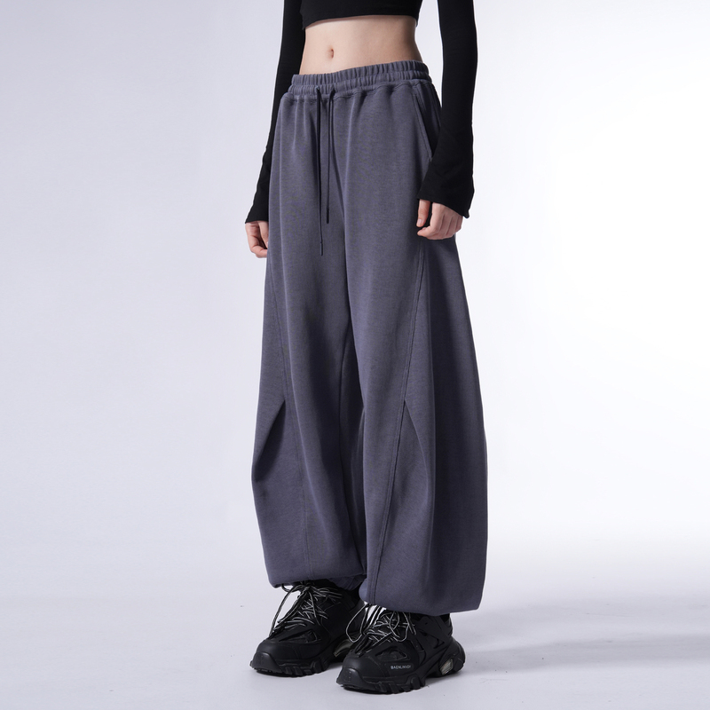 Lilmax Heavyweight American-Style Banana Sweatpants for Men and Women, Spring and Summer Curved Casual Pants, Loose Wide-Leg Jogger Sports Pants