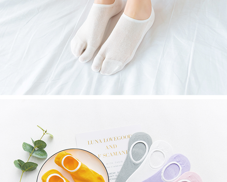 6 đôi vớ hai ngón chân chẻ hai ngón chân vớ của phụ nữ vớ mùa hè vớ chống trượt ngắn vô hình cotton Nhật Bản siêu mỏng cotton COS - Bít tất nữ tất cao cổ nữ
