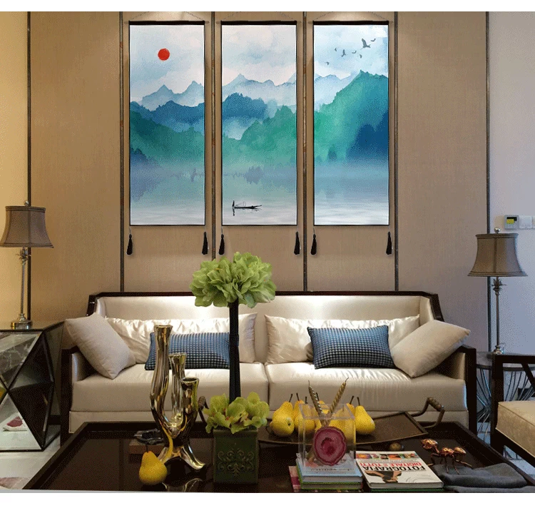 Trung Quốc mực thảm phòng khách sofa trang trí tường vải treo rèm nghiên cứu treo cờ nền vải in treo vải