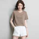 Летняя шелковая черная футболка, шелковый трикотажный свитер, короткий рукав