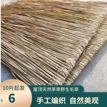 Grass roof Thatched roof Thatched roof Wooden house decoration thatched tile Farmhouse gazebo natural real grass 1*1 1 meter