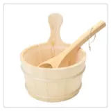 Сауна Хаус маленький деревянный ведро деревянная ложка сауна плита вода бассейн с длинной ложкой пот, вытянутая рука, подъемная деревянная бочка сухой паряк аксессуары воды