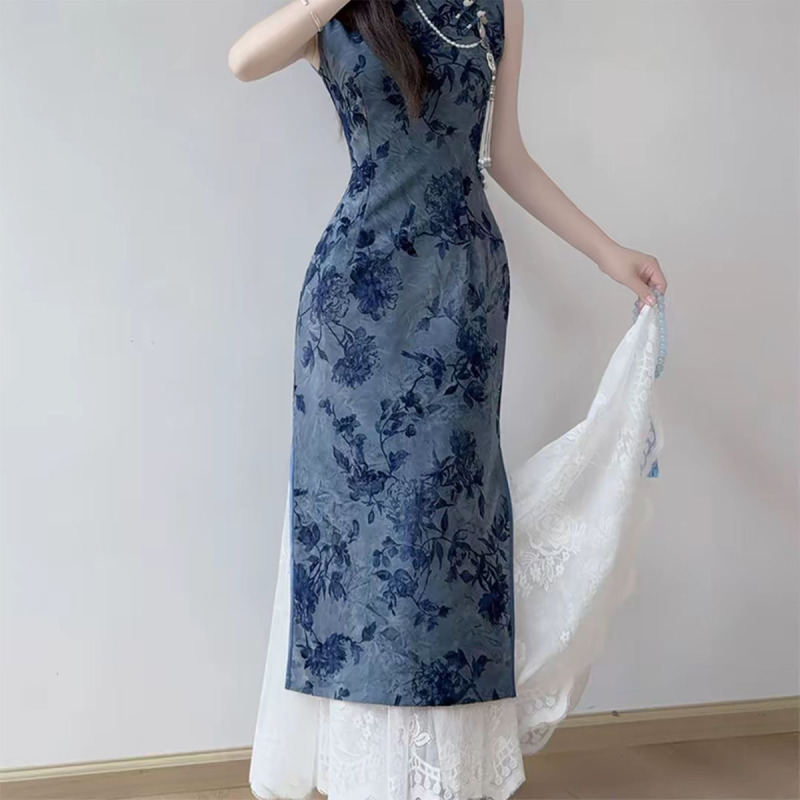 Cheongsam Petticoat New Style Bottoming Skirt with Stylish Lace and Solid Color Half Skirt