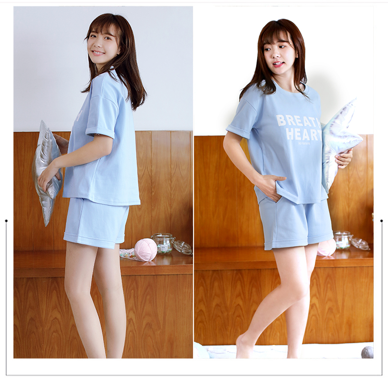 Bộ đồ ngủ ngắn nữ cotton ngắn tay ngắn mùa hè Phiên bản Hàn Quốc dành cho nữ sinh tươi hè mùa xuân và mùa thu có thể mặc bộ đồ hai mảnh những kiểu đồ bộ de thương