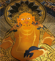 Yellow God of Wealth Thangka Hand-painted Mineral Pigment Hand-Painted Pendant Thangka Hanging Painting Decorative Painting To Promote Fortune and Fortune