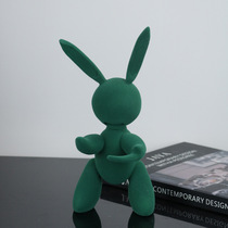 Modern simple resin green flocking machine rabbit cartoon rabbit ornaments living room model house sales office childrens room