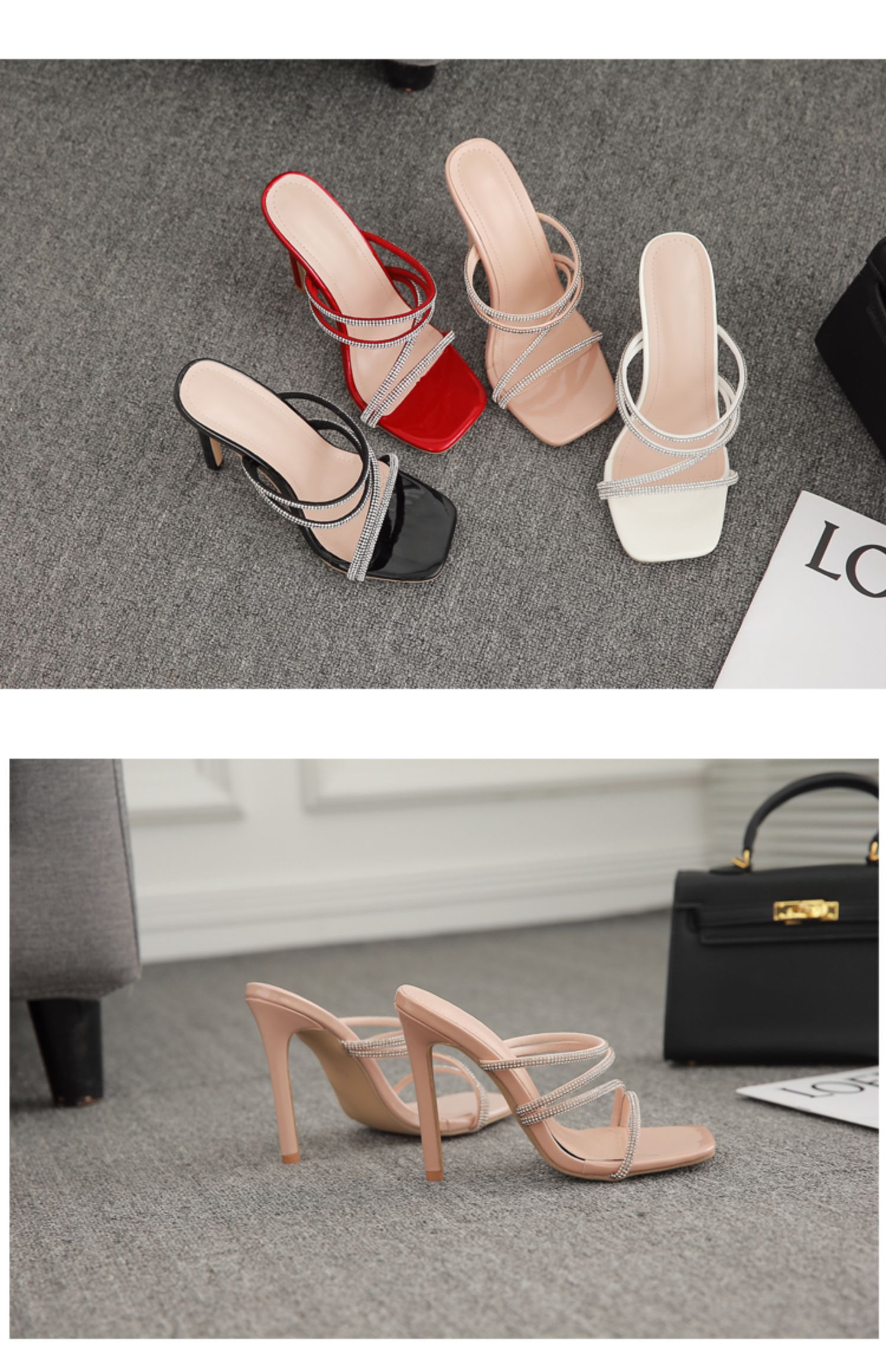 F8805 740K GIÀY DÉP LÊ NỮ GUATDU BIG SIZE NGOẠI CỠ GẮN ĐÁ GÓT NHỌN MÙA HÈ PHONG CÁCH ÂU MỸ GIÀY DÉP NỮ G02 SẢN PHẨM MỚI