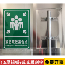 Emergency evacuation meeting point Fire evacuation sign Emergency evacuation place safety warning sign Reflective film