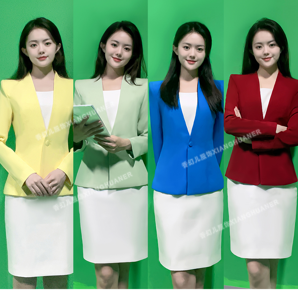(Spot Cash) Fantastic Pediatrics Admitted to Mirror Women's Little Color suit Podcast News Host (Speed Fat) - Taobao
