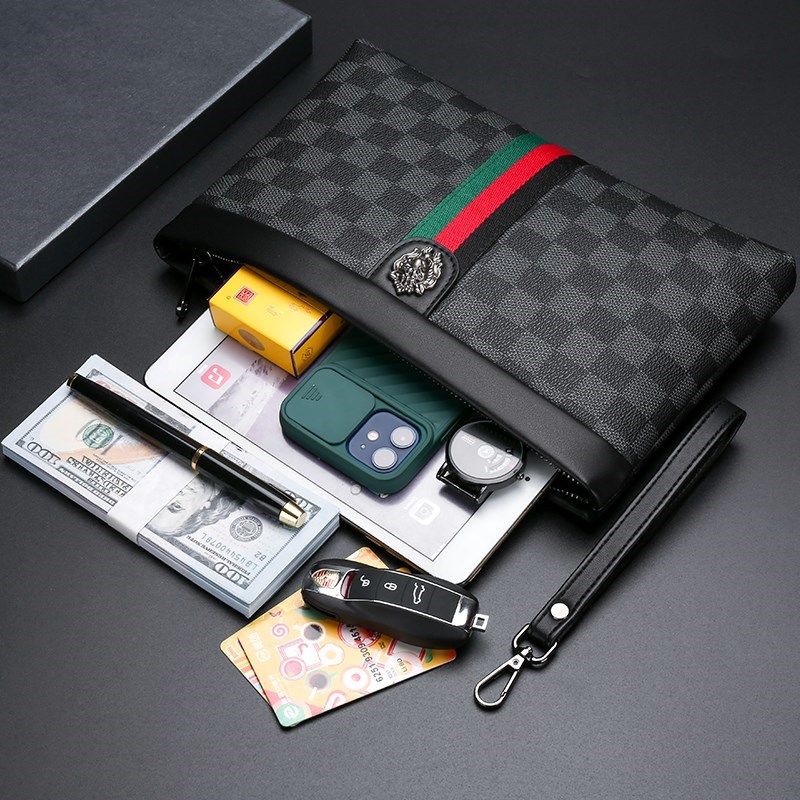 2022 new men's hand holding pack trendy men's bag business handbags big card nipping bag men's large capacity