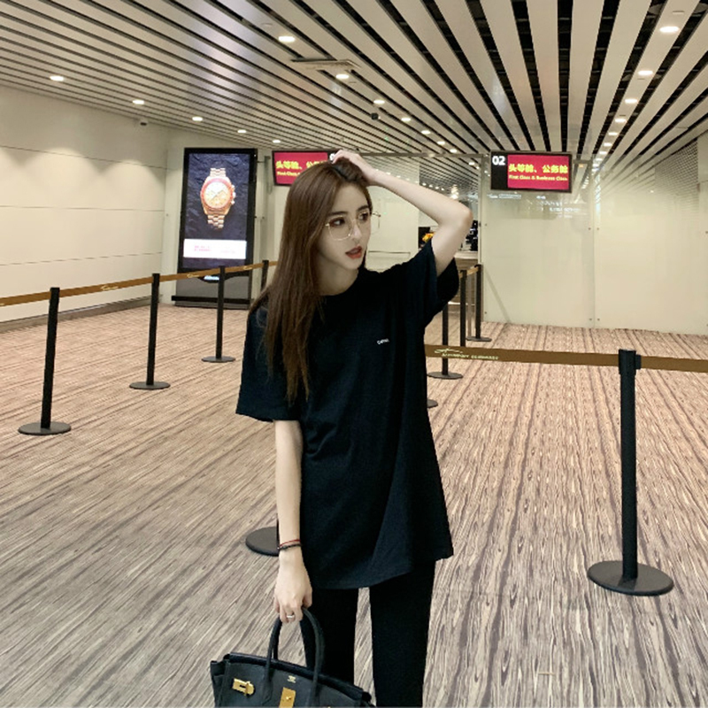Black T-Shirt for Women, Short-Sleeved, 2026 New Summer Style, Pure Cotton, Mid-Length, High-End Series, Loose-Fitting, American Retro Top Black T-Shirt for Women, Short-Sleeved, 2026 New Summer Style, Pure Cotton, Mid-Length, High-End Series, Loose-Fitting, American Retro Top