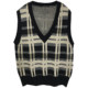 Hong Kong style retro plaid sweater vest female autumn and winter new loose Korean style pullover plaid knitted sweater top