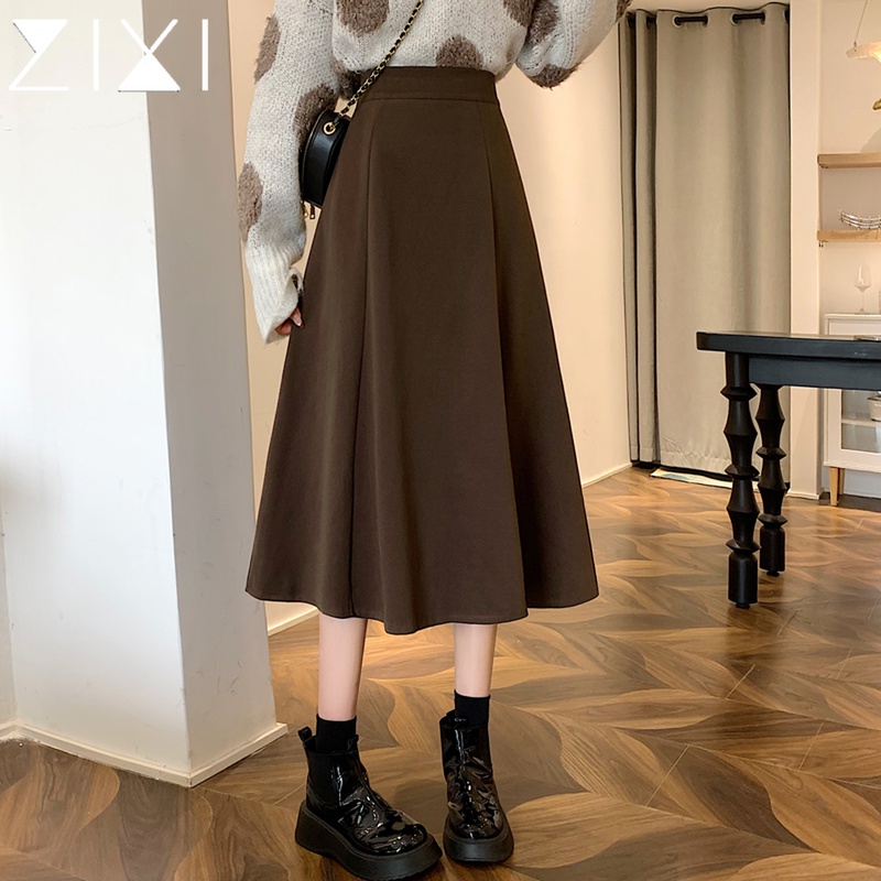 Gross half body dress 2023 new female autumn winter high waist commuter winter style dress Long dress A character curly brown umbrella skirt-Taobao
