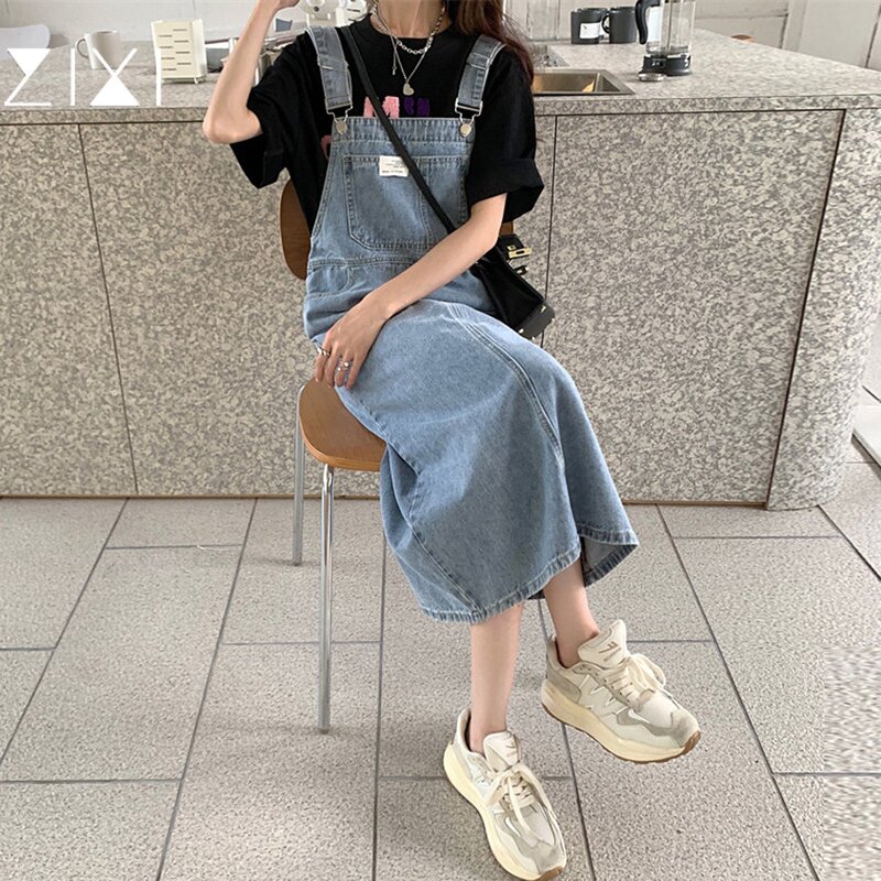 Denim Suspender Skirt for Petite Women, High-Waisted A-Line Midi Skirt, Women's Summer 2026 New Design, Niche Suspender Skirt