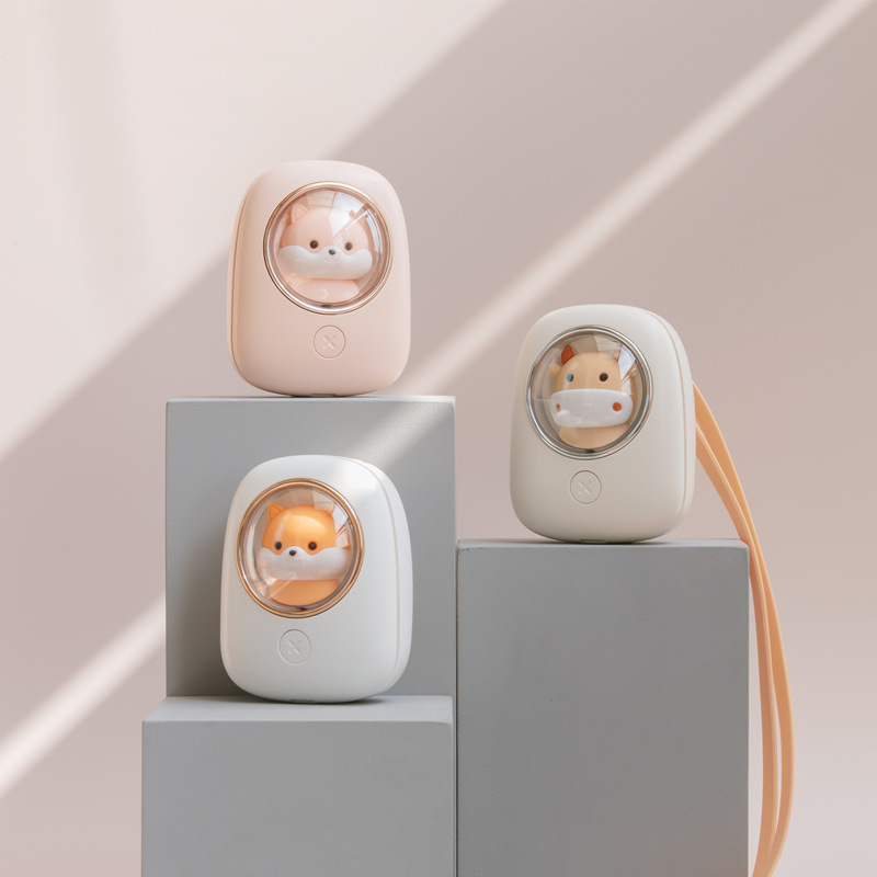 Space capsule mini hanging neck fan usb charging handheld outdoor student dormitory leafless lazy silent electric fan